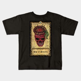 Page Of pentacles. Eternal Bones Tarot Design (Colorful) Kids T-Shirt